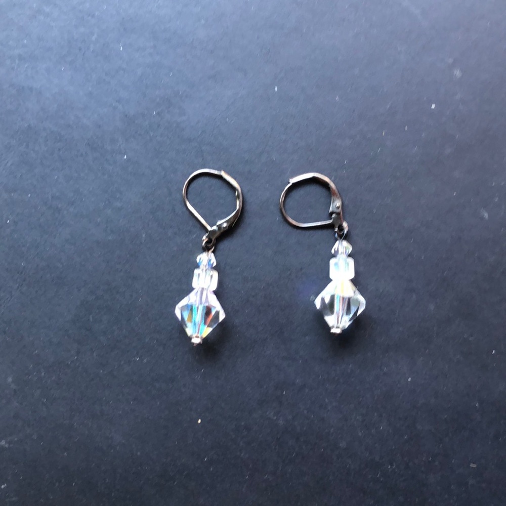 Clear Iridescent Beaded Earrings